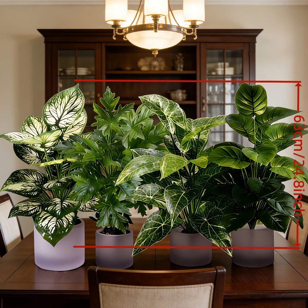 4개 세트 인조 식물, 48개 잎이 있는 대형 팬잎 해 - Dracaena Marginata 리뷰 및 가격