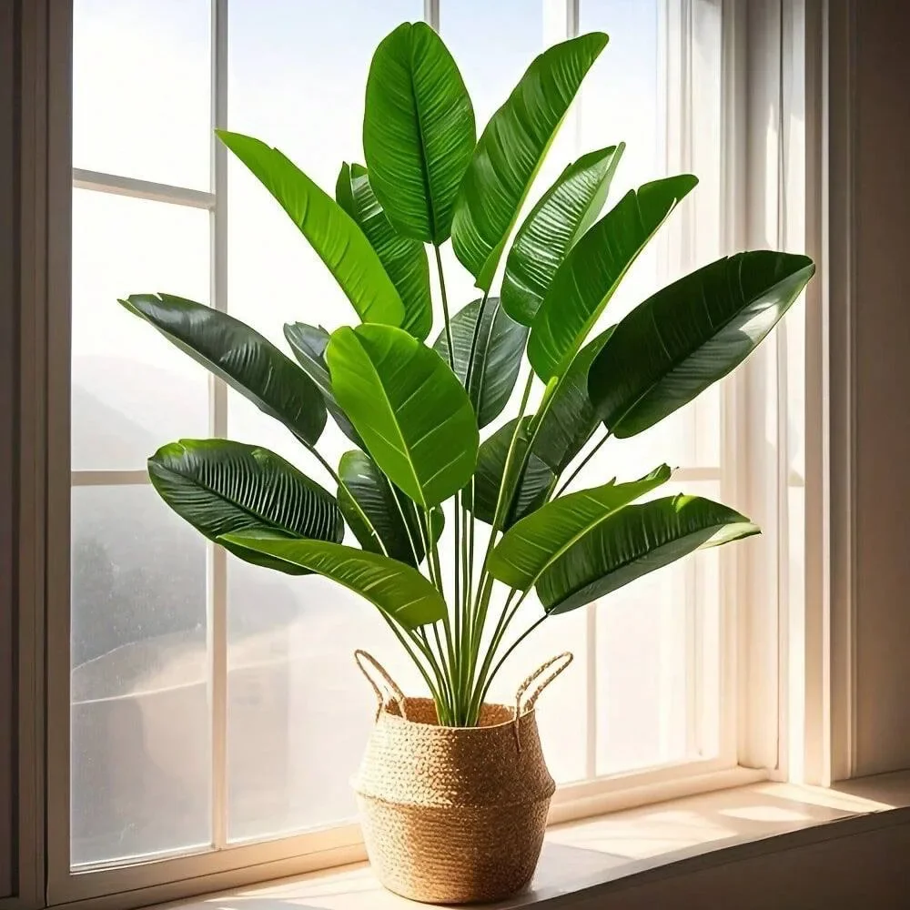 1개 18잎 인조 식물 대형 열대 야자수 가짜 바나나  - Dracaena Marginata 리뷰 및 가격